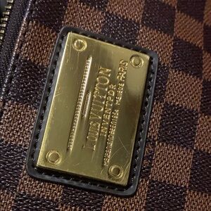 Louis Vuitton Gold Plaque Brown Checkered Bag unisex